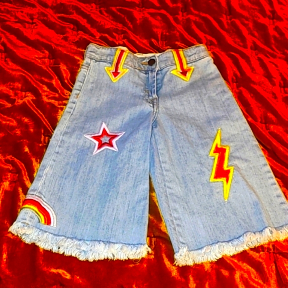 Stella McCartney Star/ Lightning  Embroidered Jeans for a Child, Size 5.